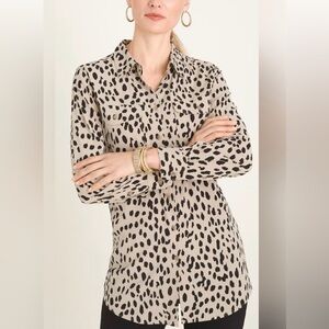 Chico's Tops | Chico's Silky Soft Dotted Cheetah Print Shirt Size 0 (4-6)
